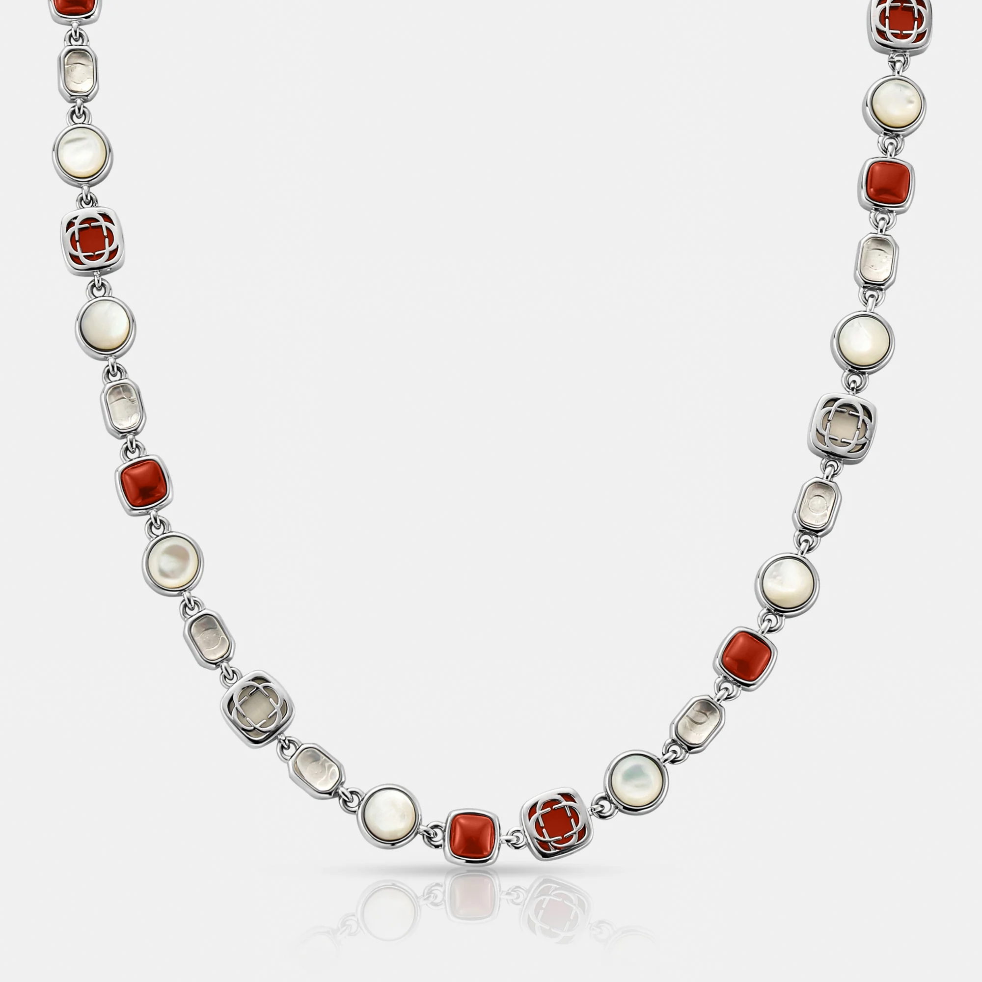Red Crystal Gemstone Necklace (Silver)