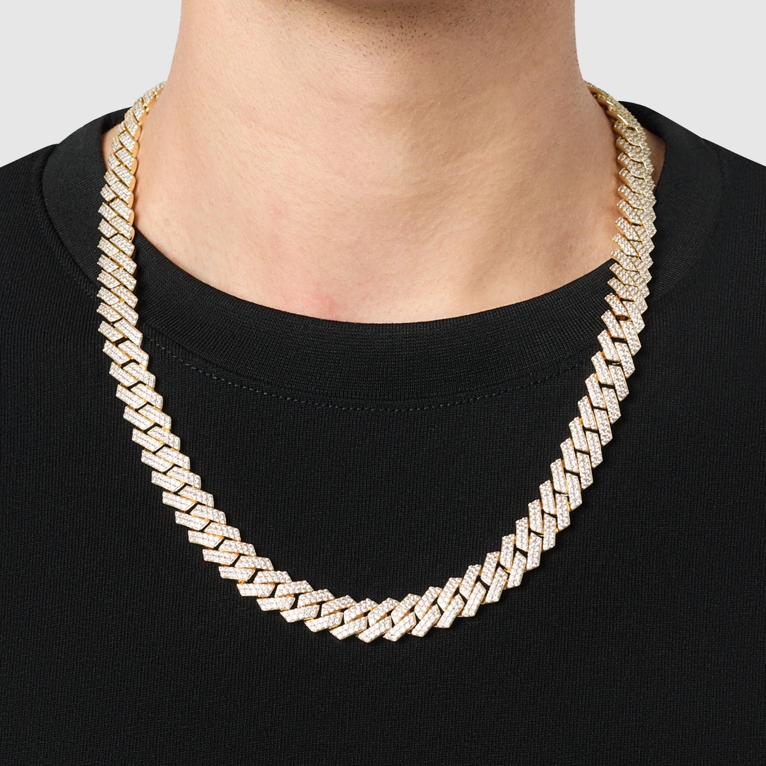 Prong Link Iced Cuban (Gold) 12mm