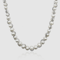 Chain Wrap Real Pearl Necklace (Silver)