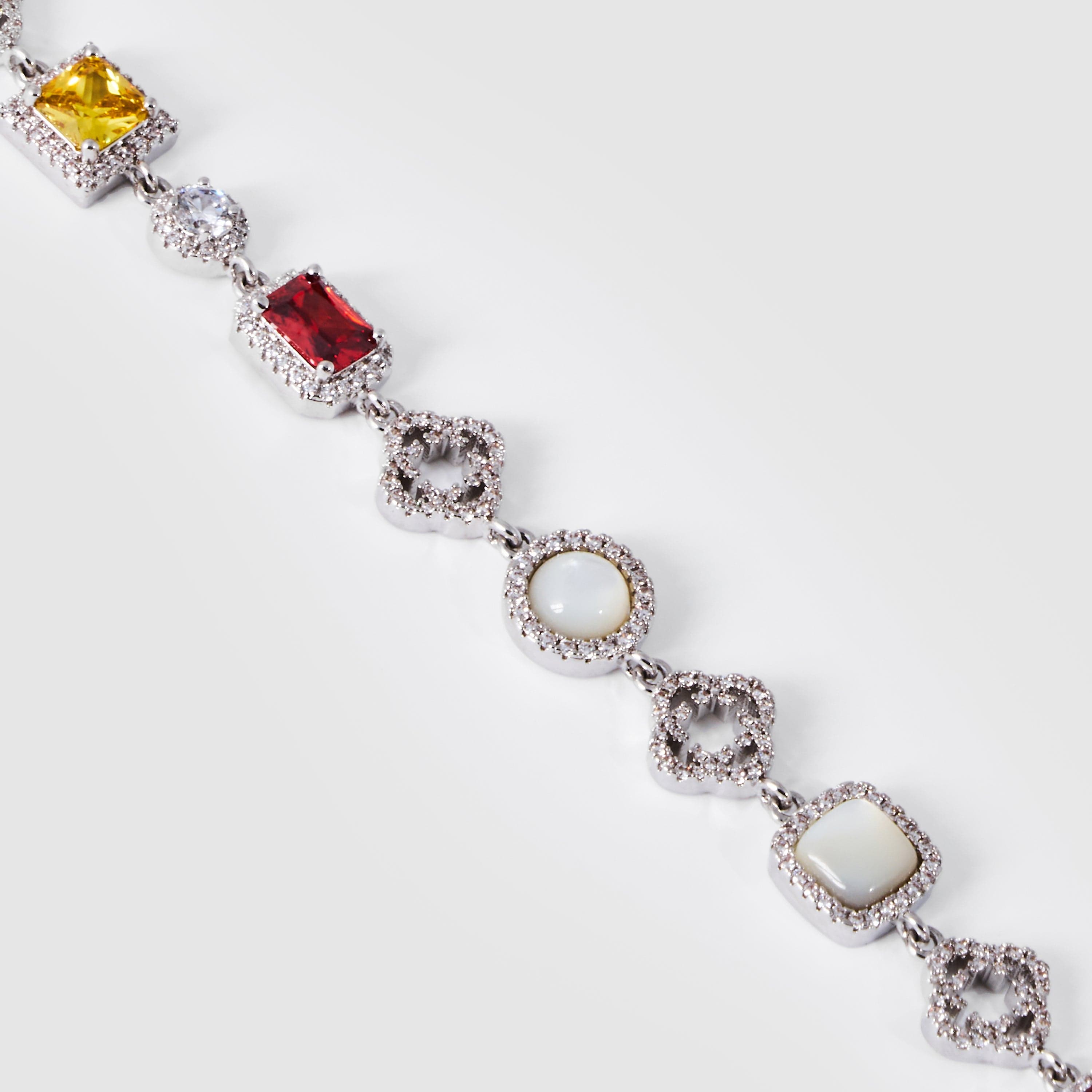 Iced Gemstone Bracelet (Silver)
