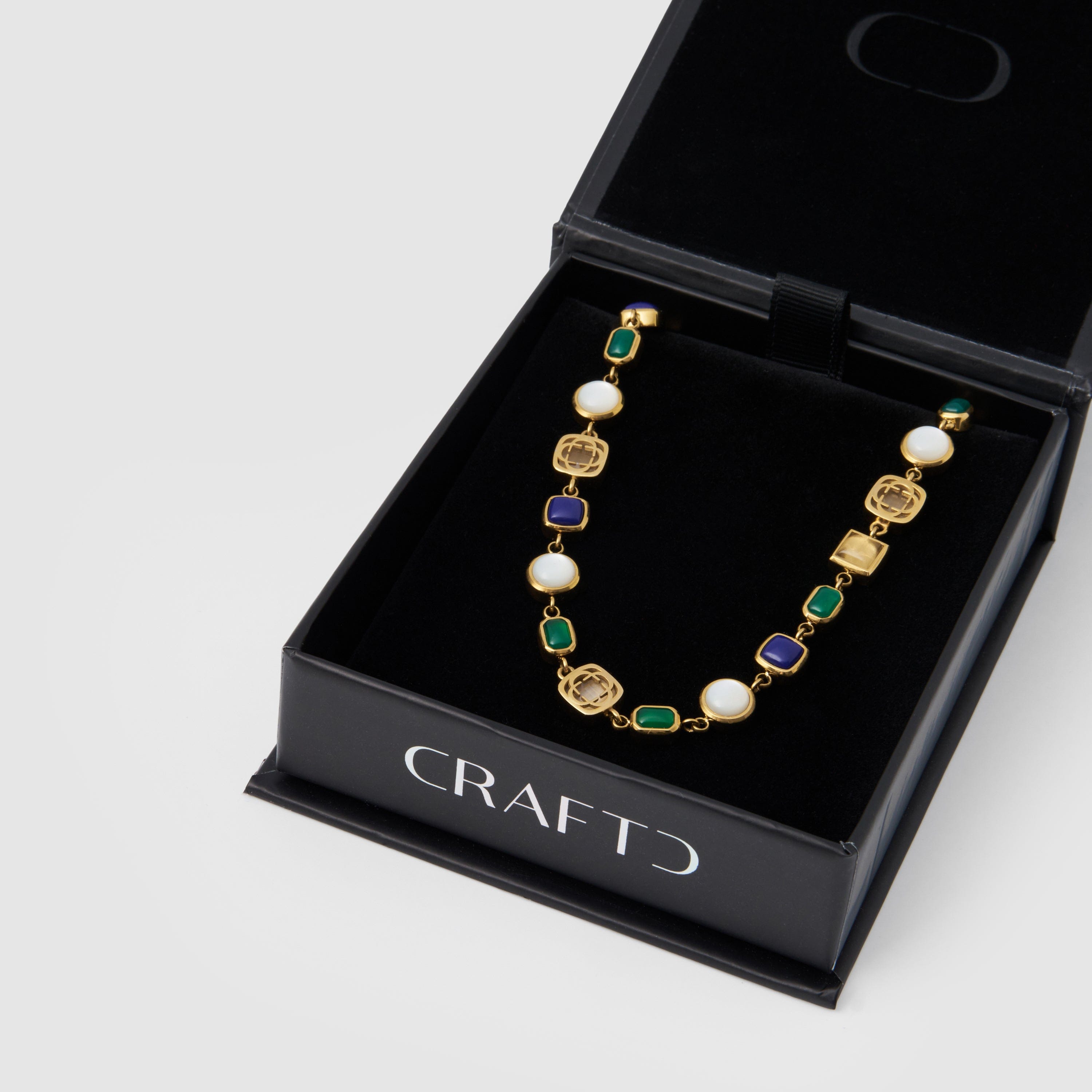 Blue Crystal Gemstone Necklace (Gold)