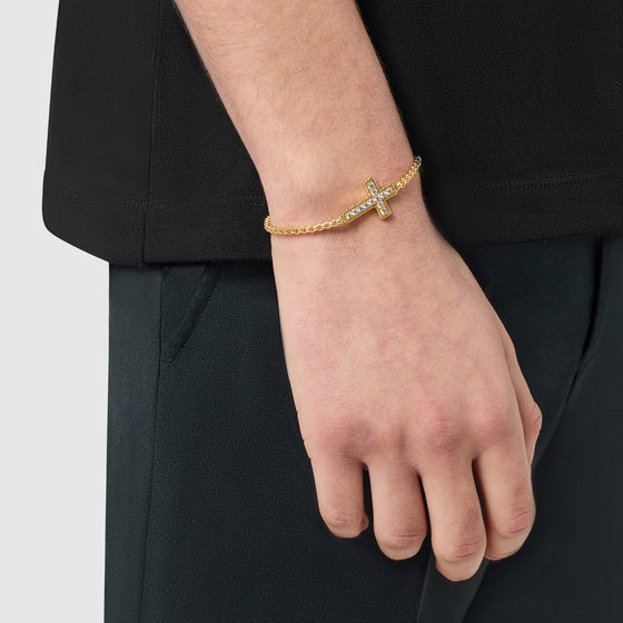 Iced Cross Bracelet (Gold)