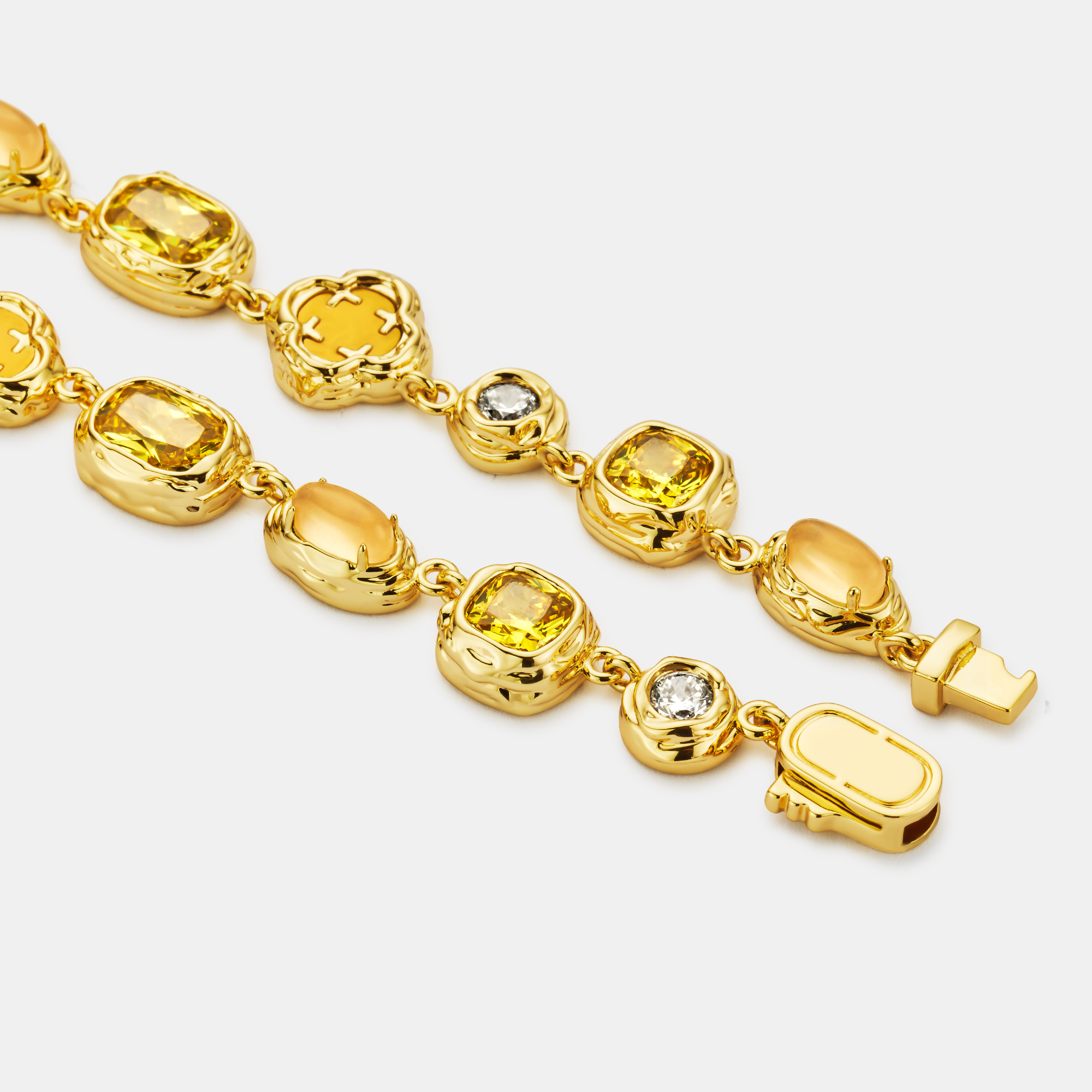 Melted Citrine Gemstone Necklace (Gold)