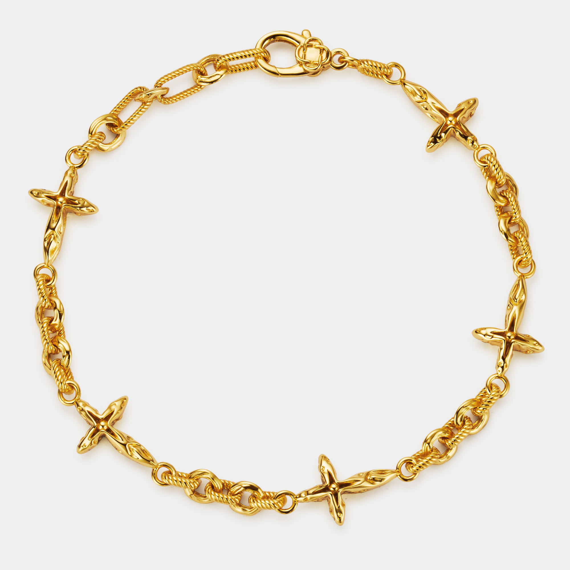 Melted Cross Bracelet (18ct Gold) | Sterling Silver