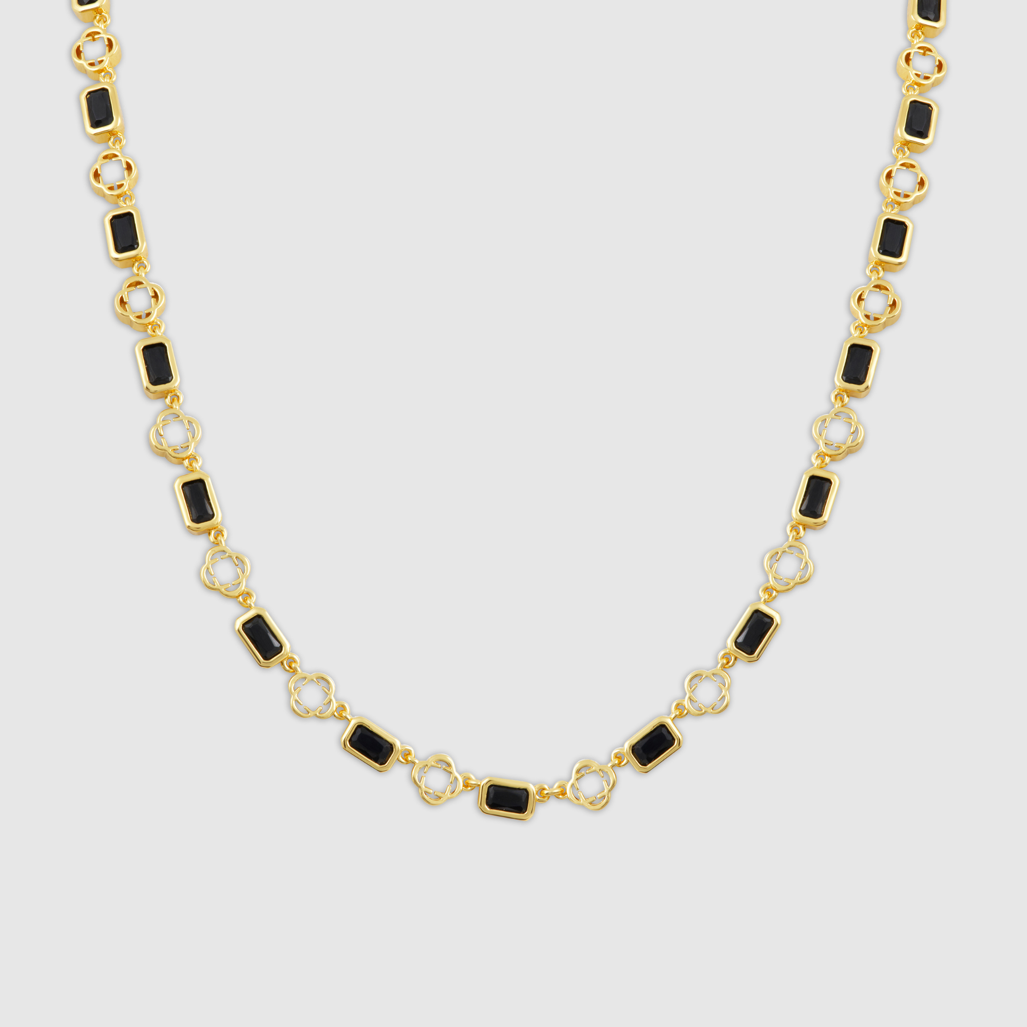 CLOVER PEDANT ONYX NECKLACE