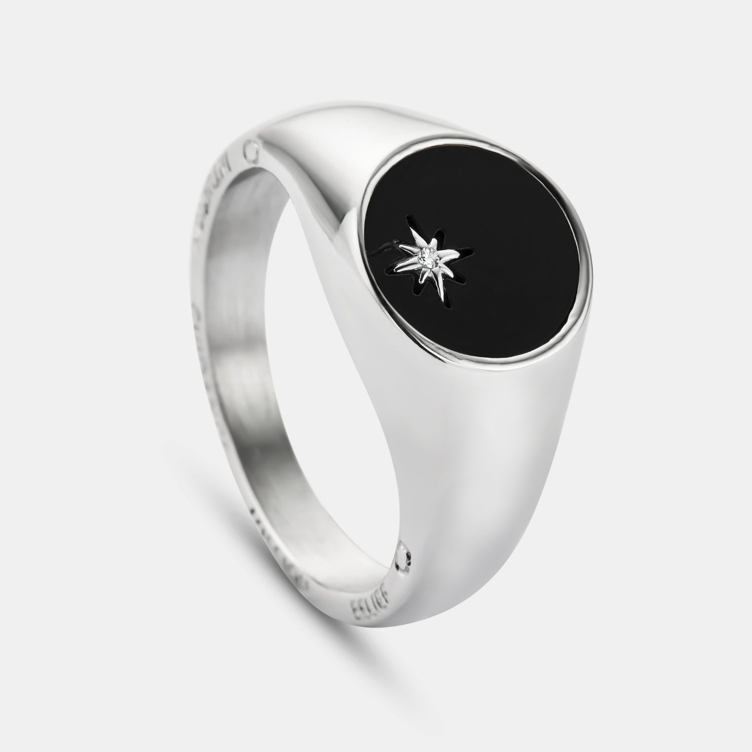 Onyx North Star Signet Ring (Silver)