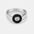 Onyx Round Gem Signet Ring (Silver)