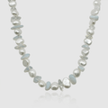 Blue Quartz Real Pearl Necklace (Silver)