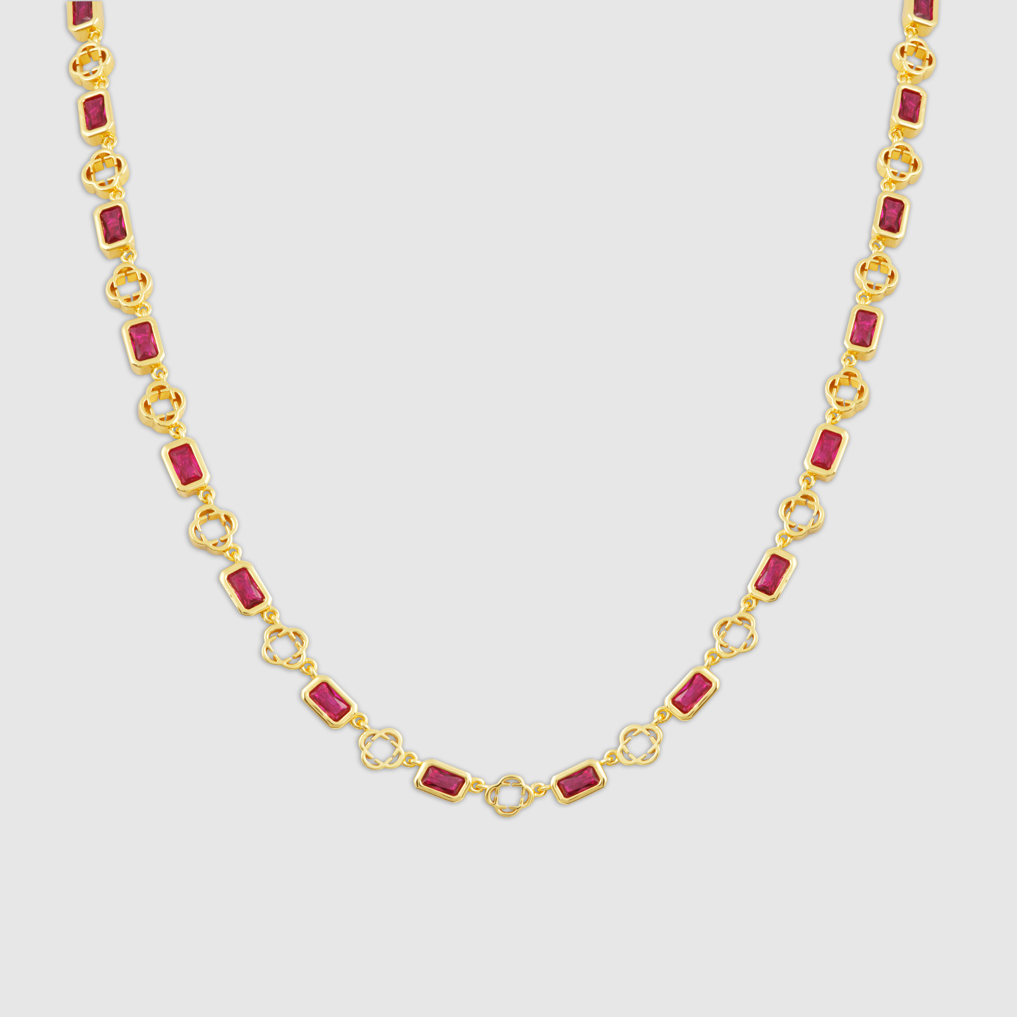 CRAFTD London ネックレス RED GEMSTONE CLOVER NECKLACE Red Gemstone Clover Necklace (Gold)