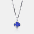 Blue Clover Stone Pendant (Silver)
