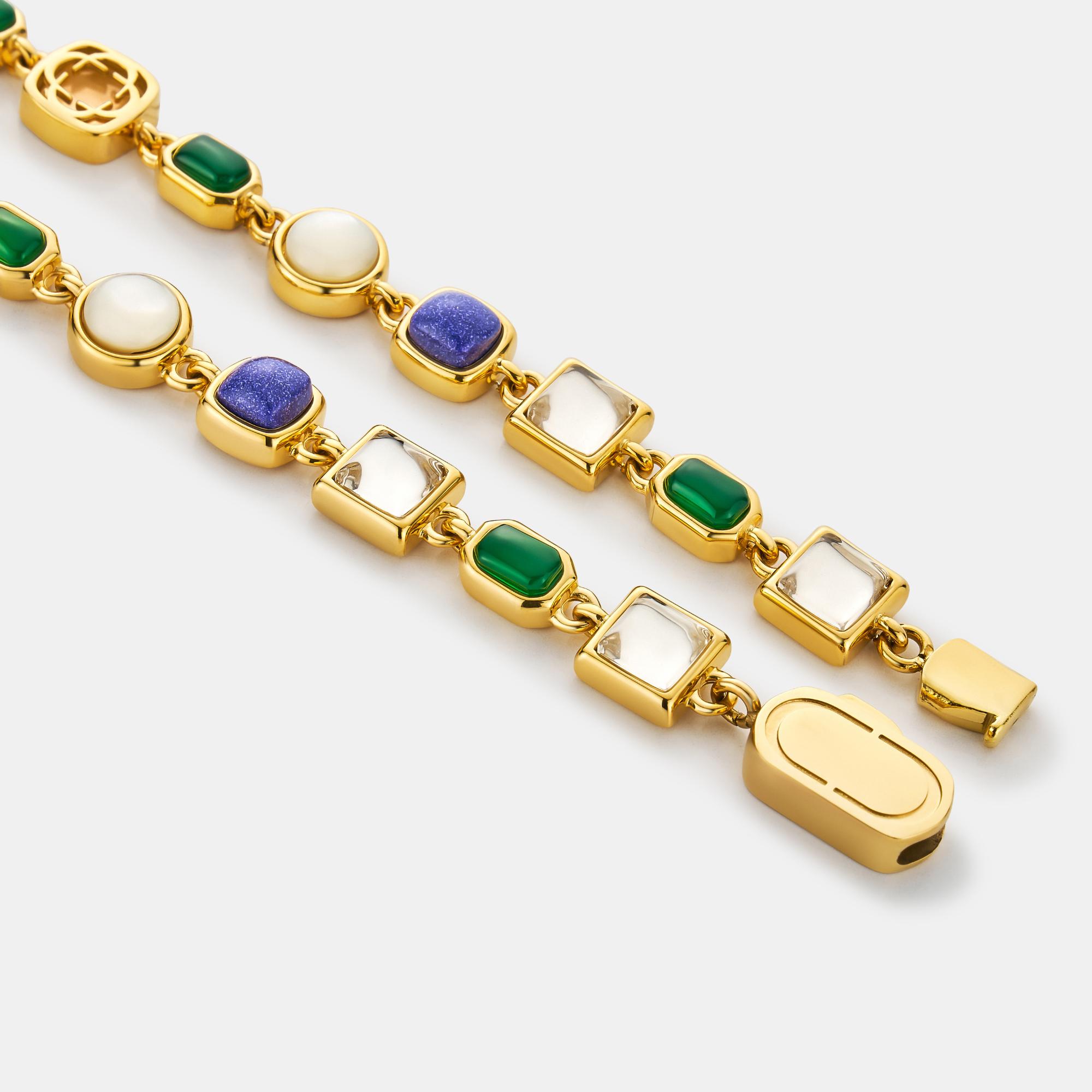 Blue Crystal Gemstone Necklace (Gold)