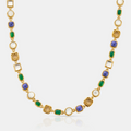 Blue Crystal Gemstone Necklace (Gold)