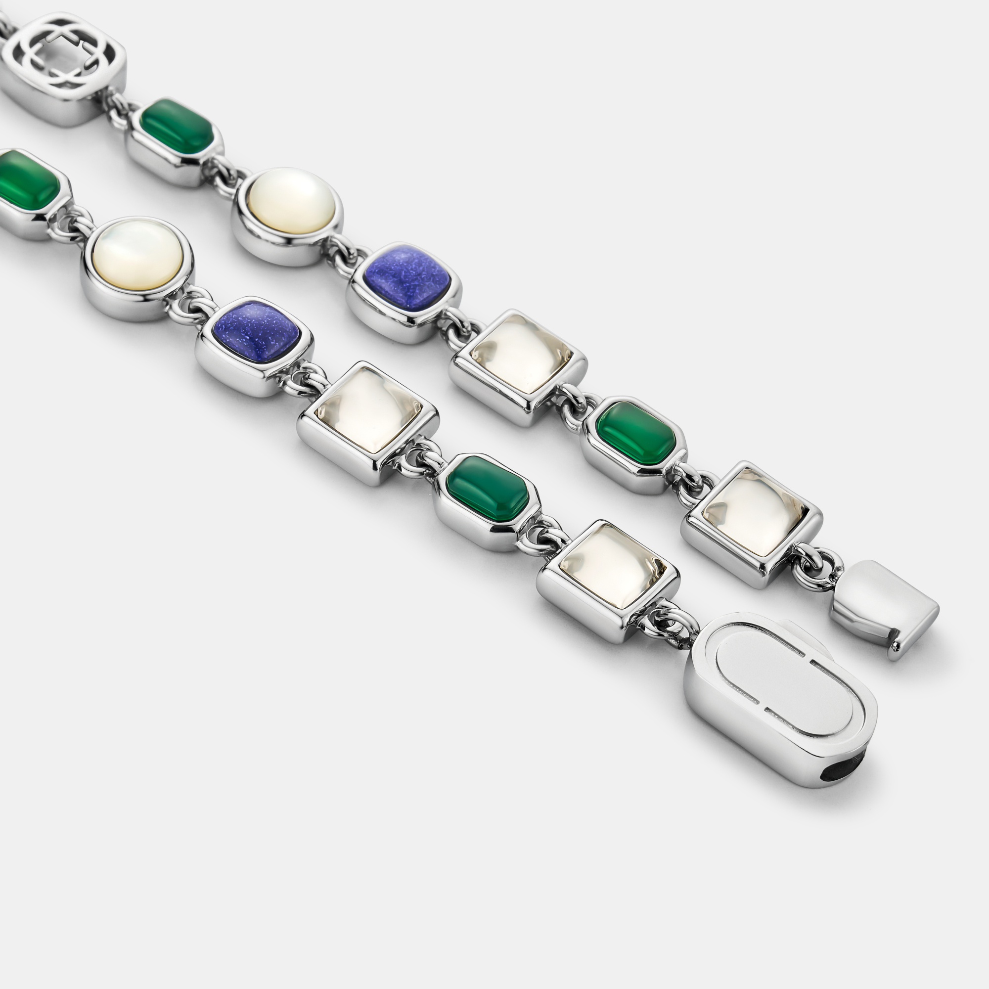 Blue Crystal Gemstone Necklace (Silver)