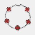 Red Clover Stone Bracelet (Silver)