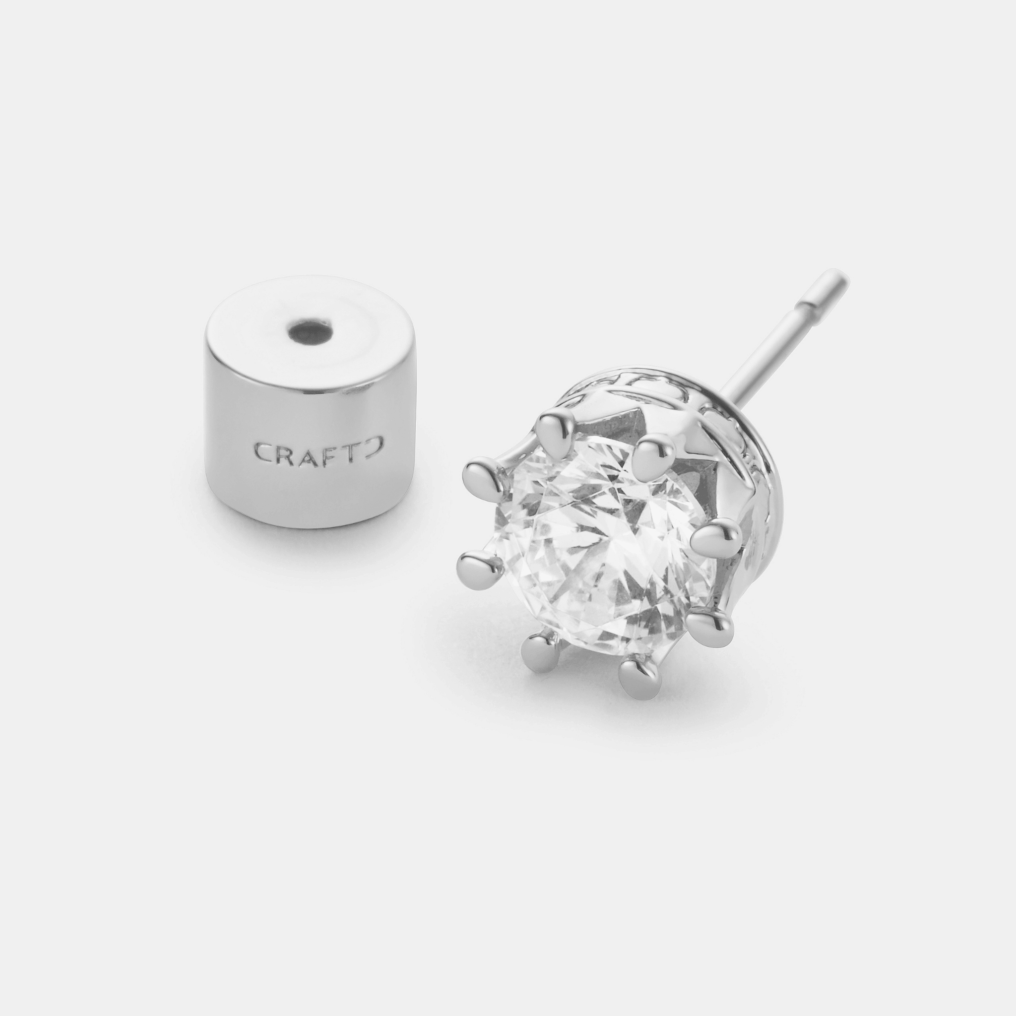 Crown Diamond Stud Earring (Silver)