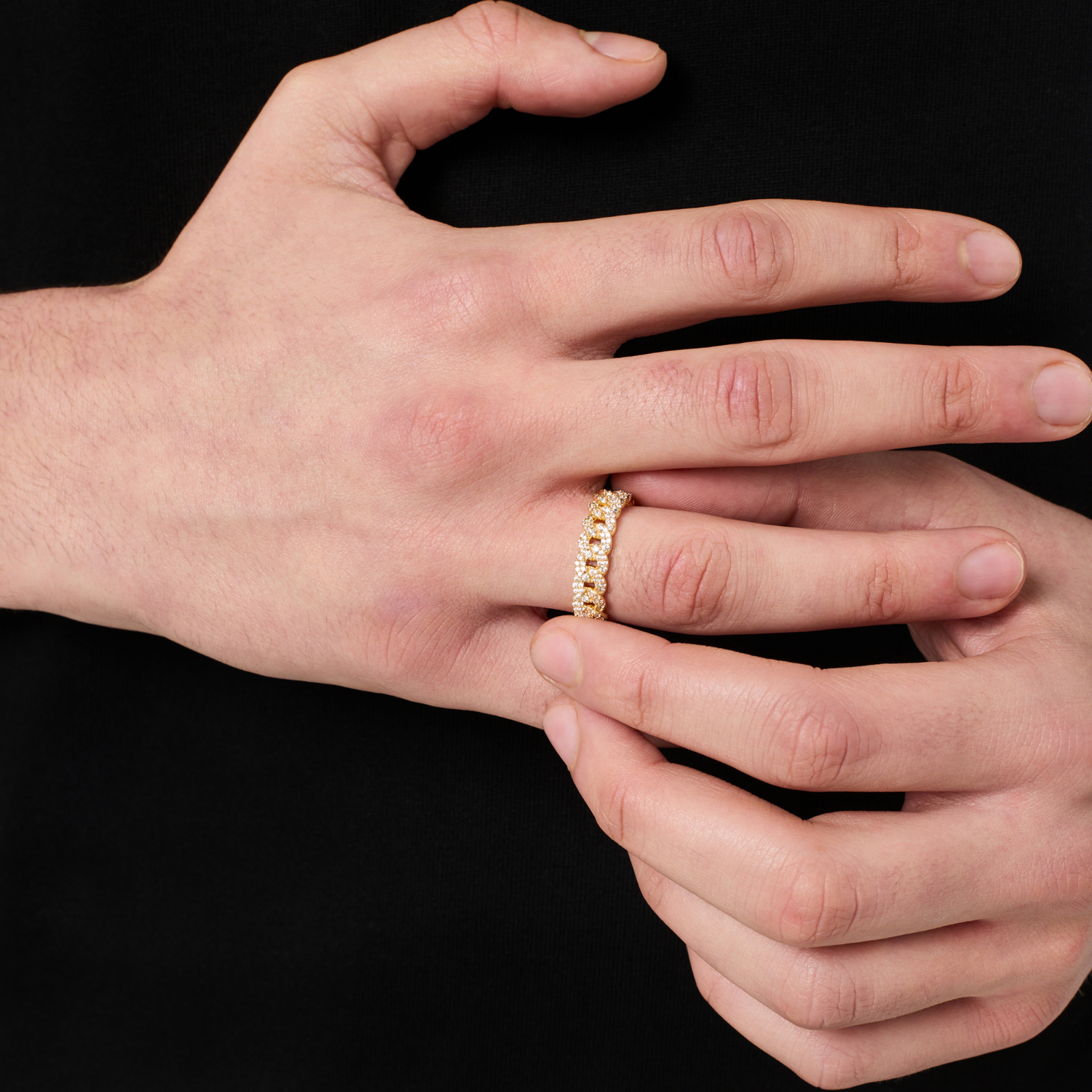 Iced Cuban Band Ring (Gold) 6mm