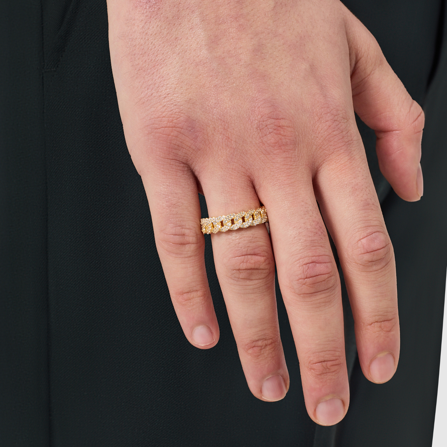 Iced Cuban Band Ring (Gold) 6mm