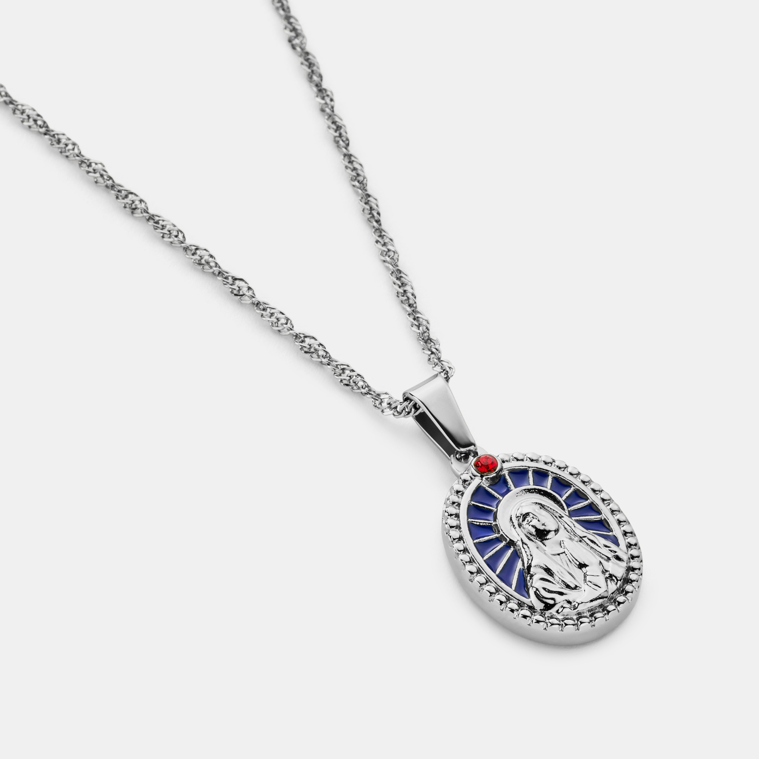 Enamel Virgin Mary (Silver)