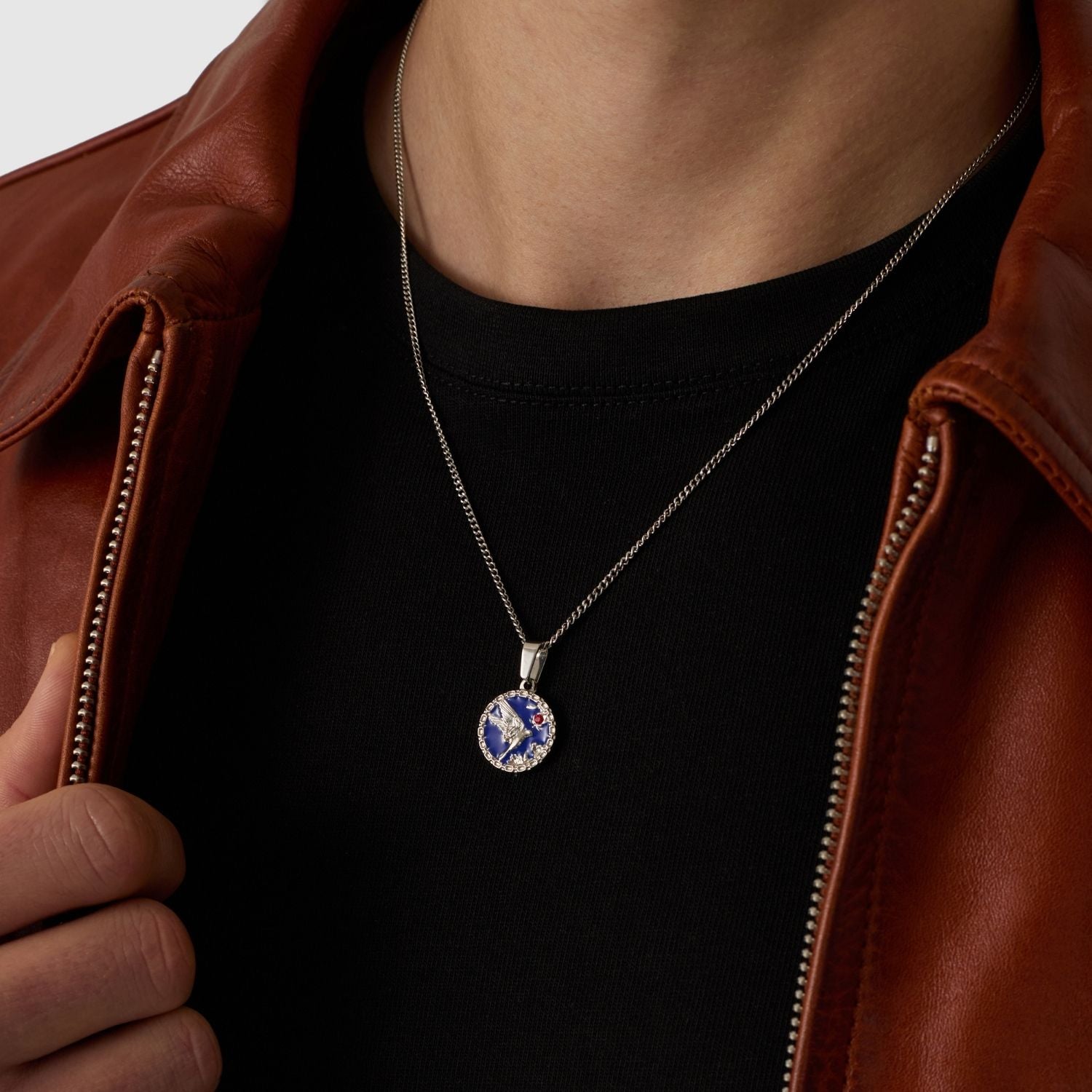 Enamel Swallow Pendant (Silver)