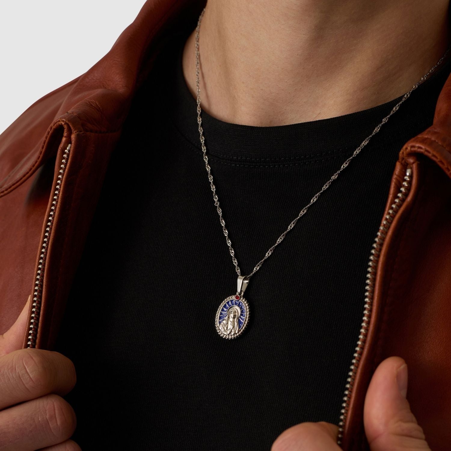 Enamel Virgin Mary (Silver)