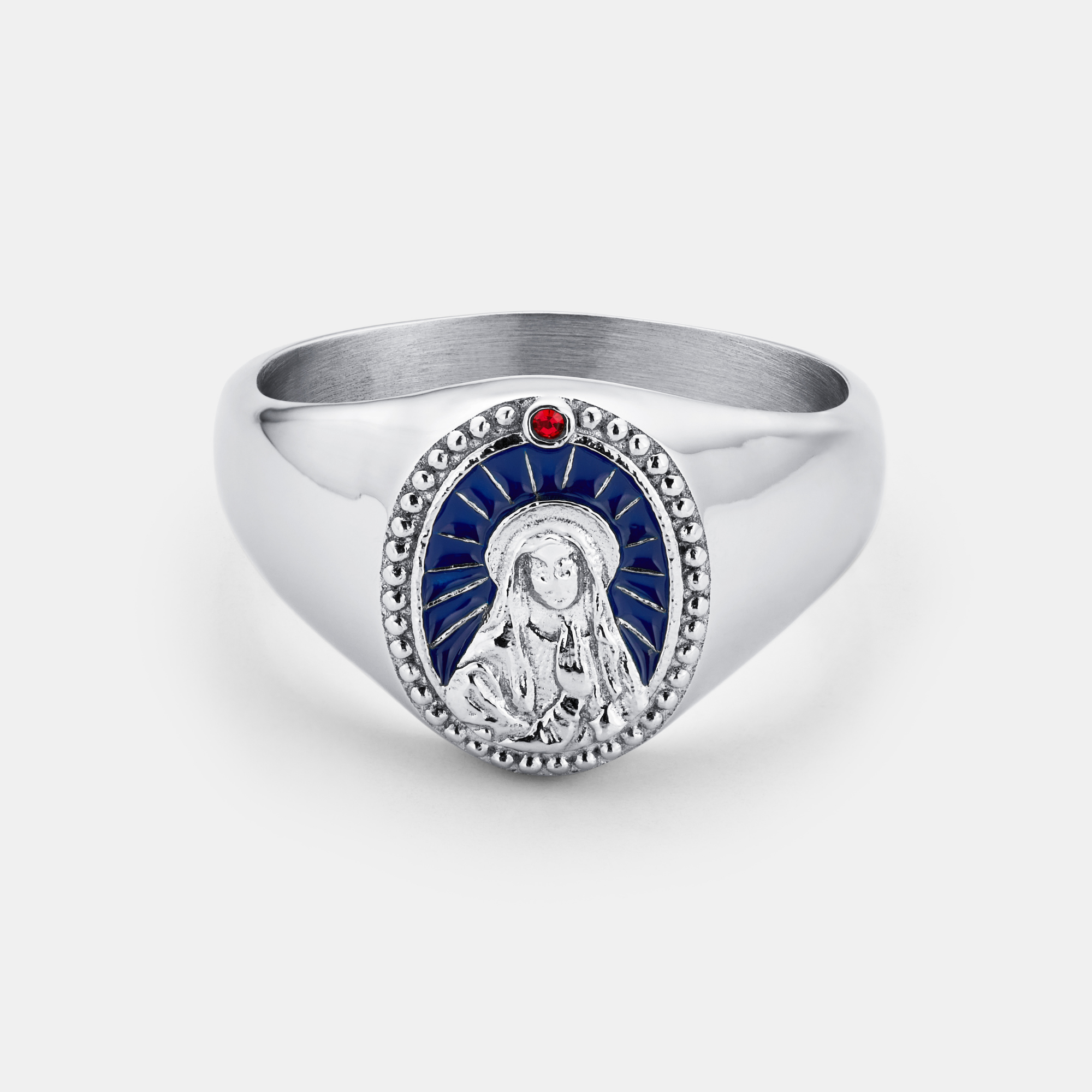 Enamel Virgin Mary Signet Ring (Silver)