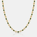 Green Gemstone Clover Necklace (Gold)