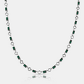 Green Gemstone Clover Necklace (Silver)