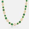 Green Quartz Gemstone Necklace (Gold)