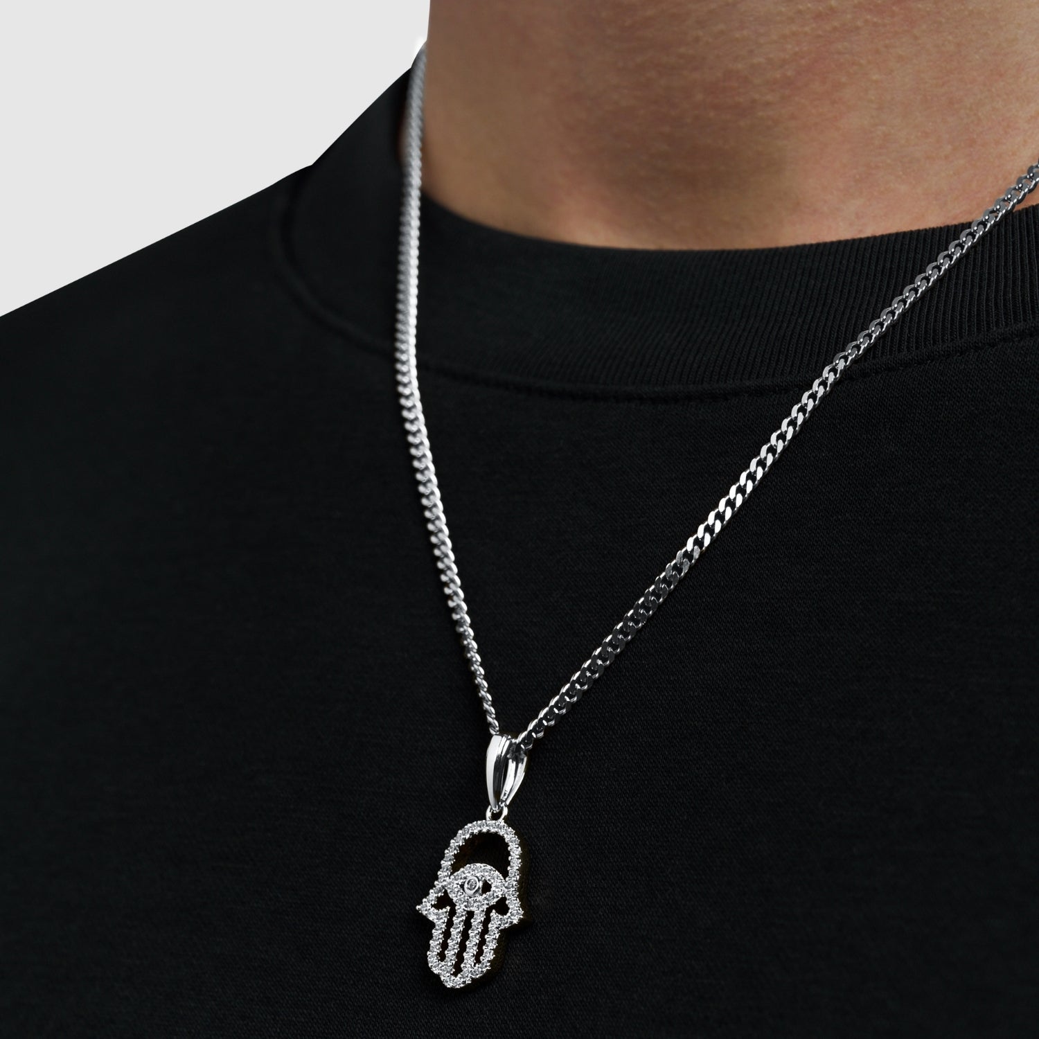 Iced Hamsa (Silver)