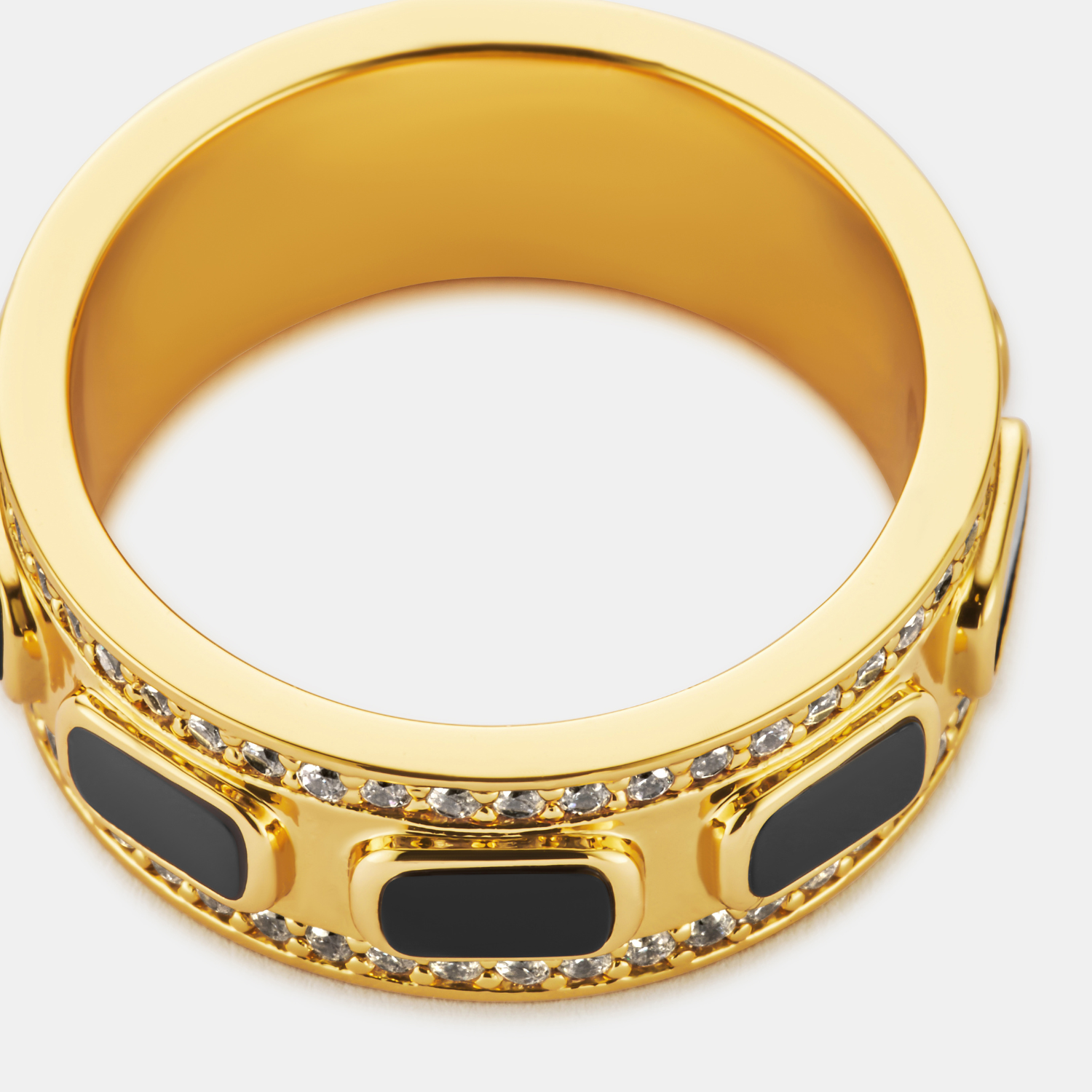 Iced Onyx Band Ring (Gold)