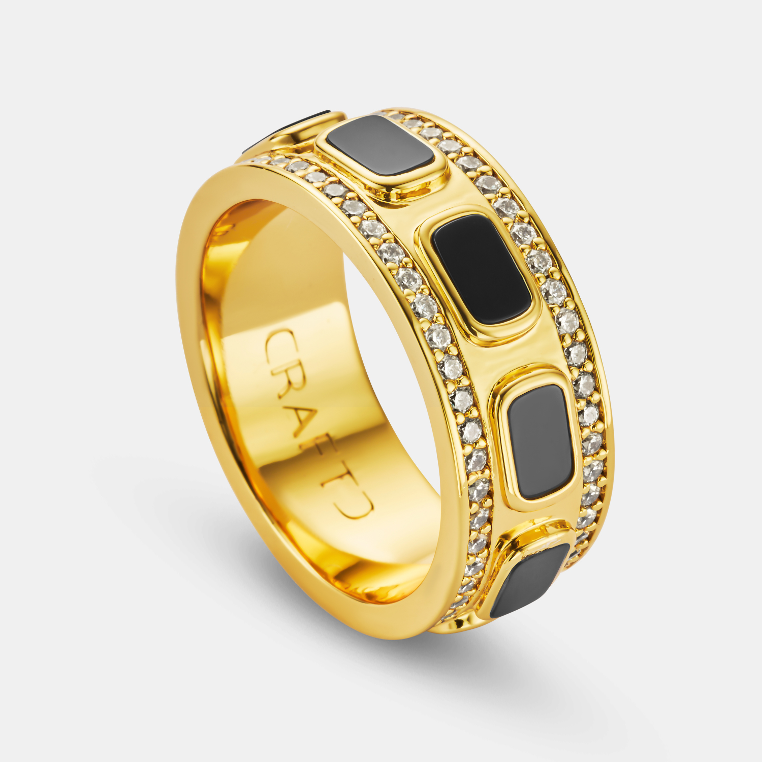 Iced Onyx Band Ring (Gold)