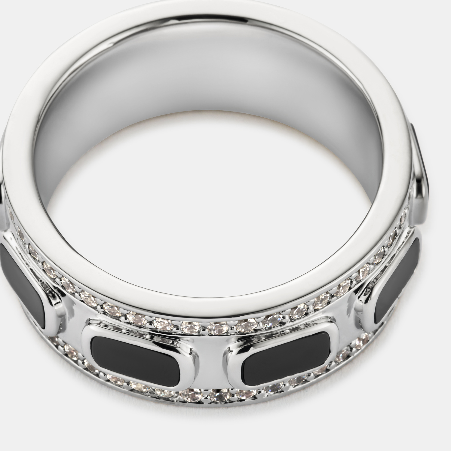 Iced Onyx Band Ring (Silver)