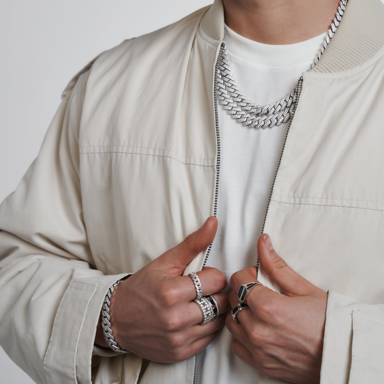 Prong Link Iced Cuban (Silver) 12mm