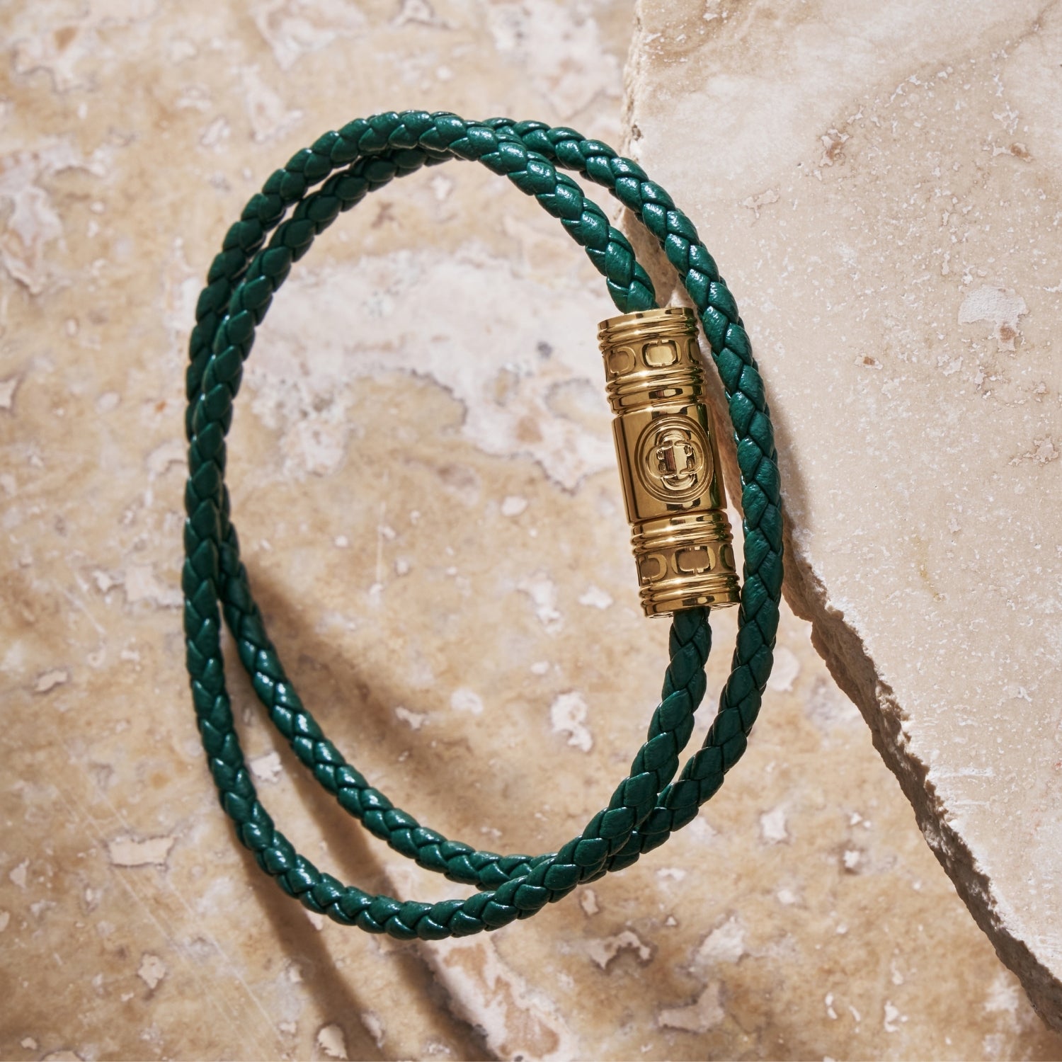 Green Leather Wrap Bracelet