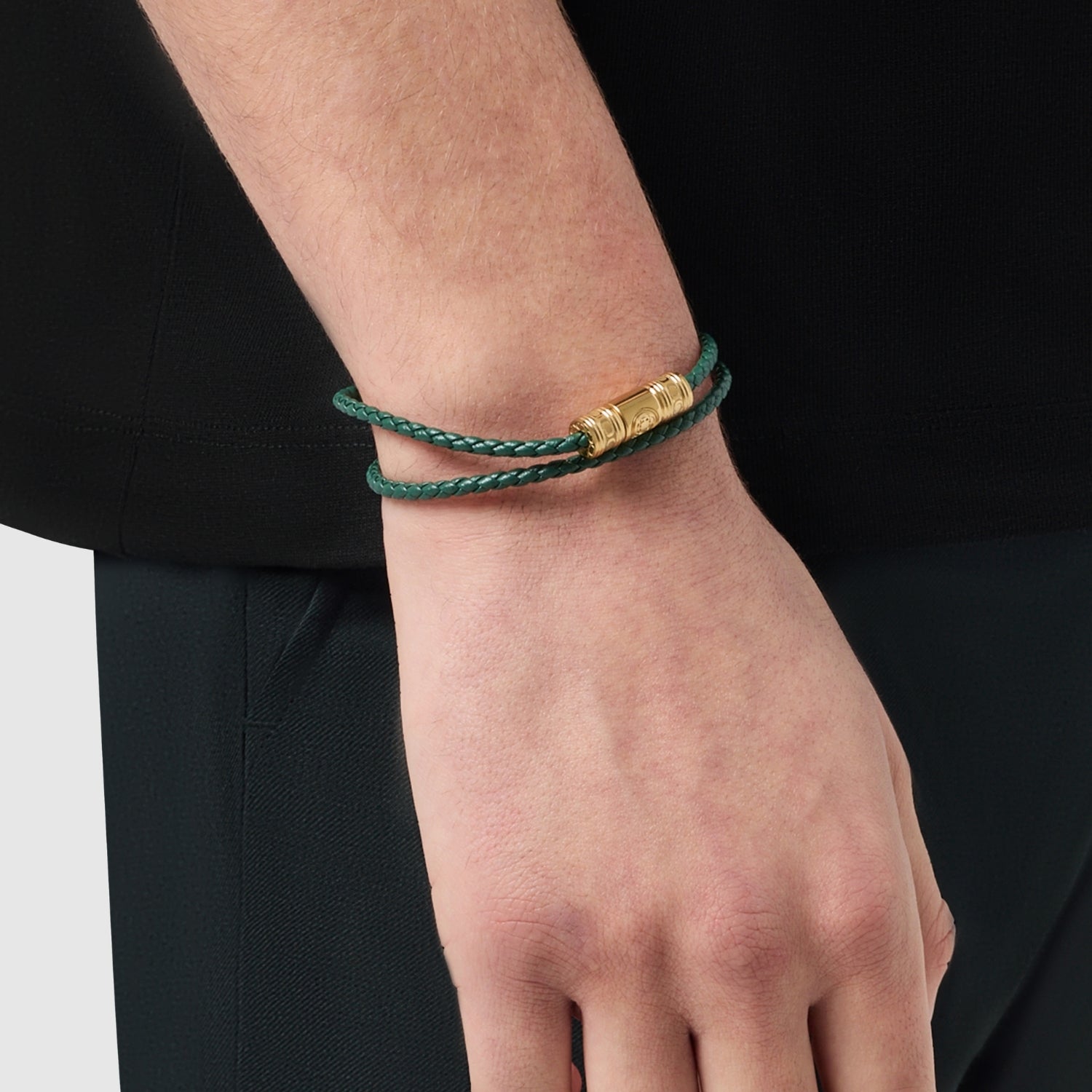 Green Leather Wrap Bracelet