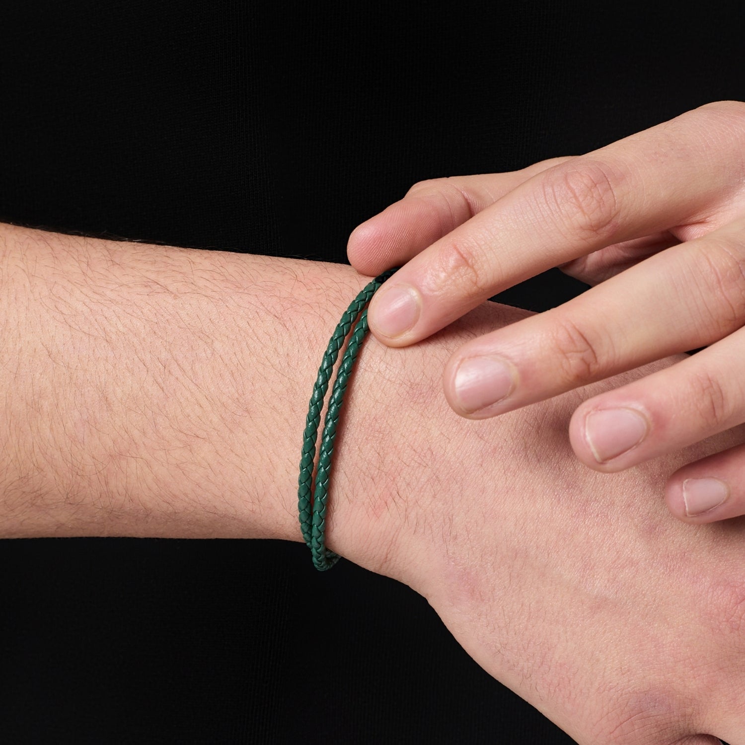 Green Leather Wrap Bracelet