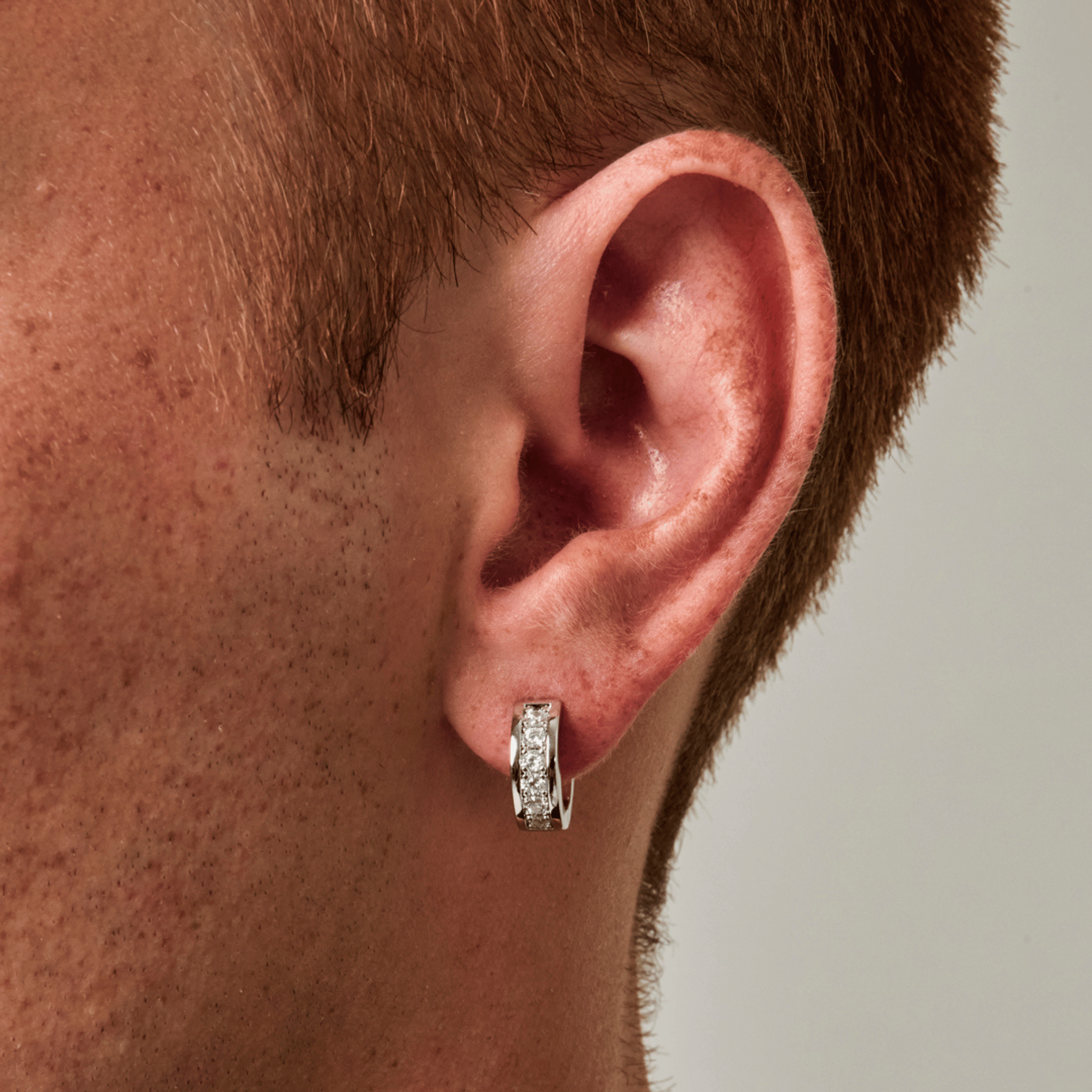 Diamond Hoop Earring (Silver)