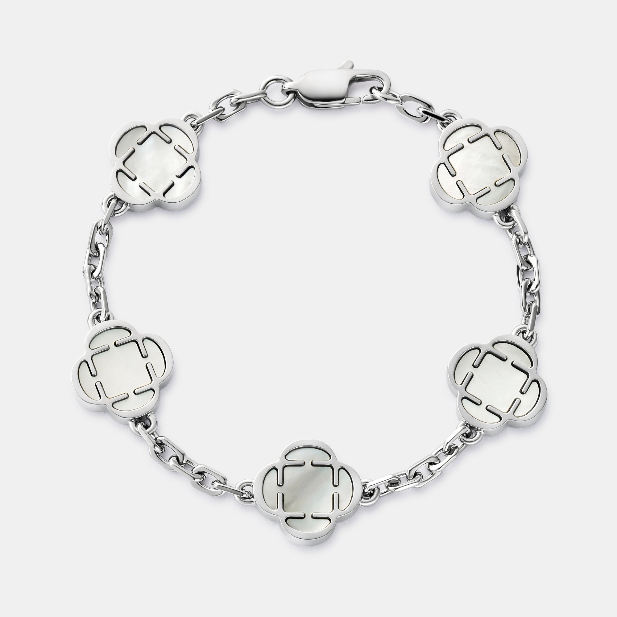 White Clover Stone Bracelet (Silver)
