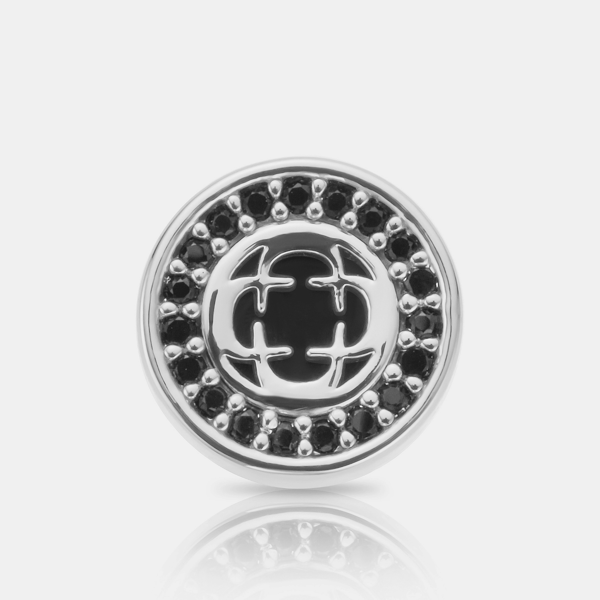 Onyx Clover Stud Earring (Silver)
