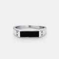 Onyx Rectangle Stone Signet Ring (Silver)