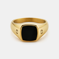 Onyx Squared Stone Signet Ring (Gold)