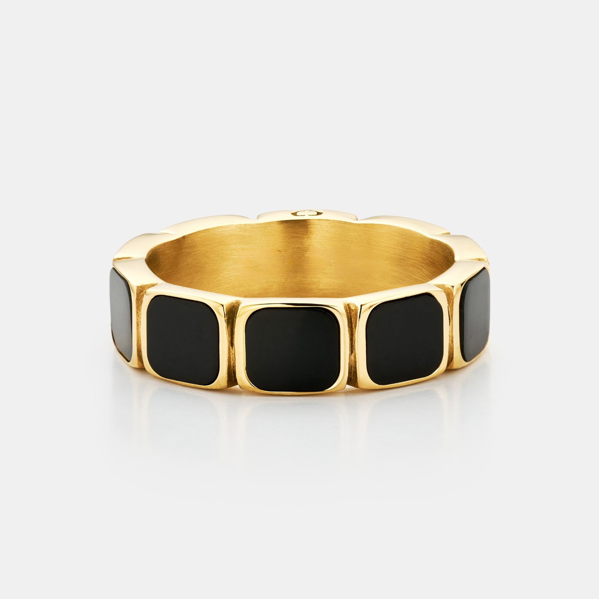 Onyx Stone Band Ring (Gold)