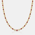 Red Gemstone Clover Necklace (Gold)