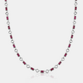 Red Gemstone Clover Necklace (Silver)