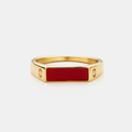 Red Rectangle Stone Signet Ring (Gold)