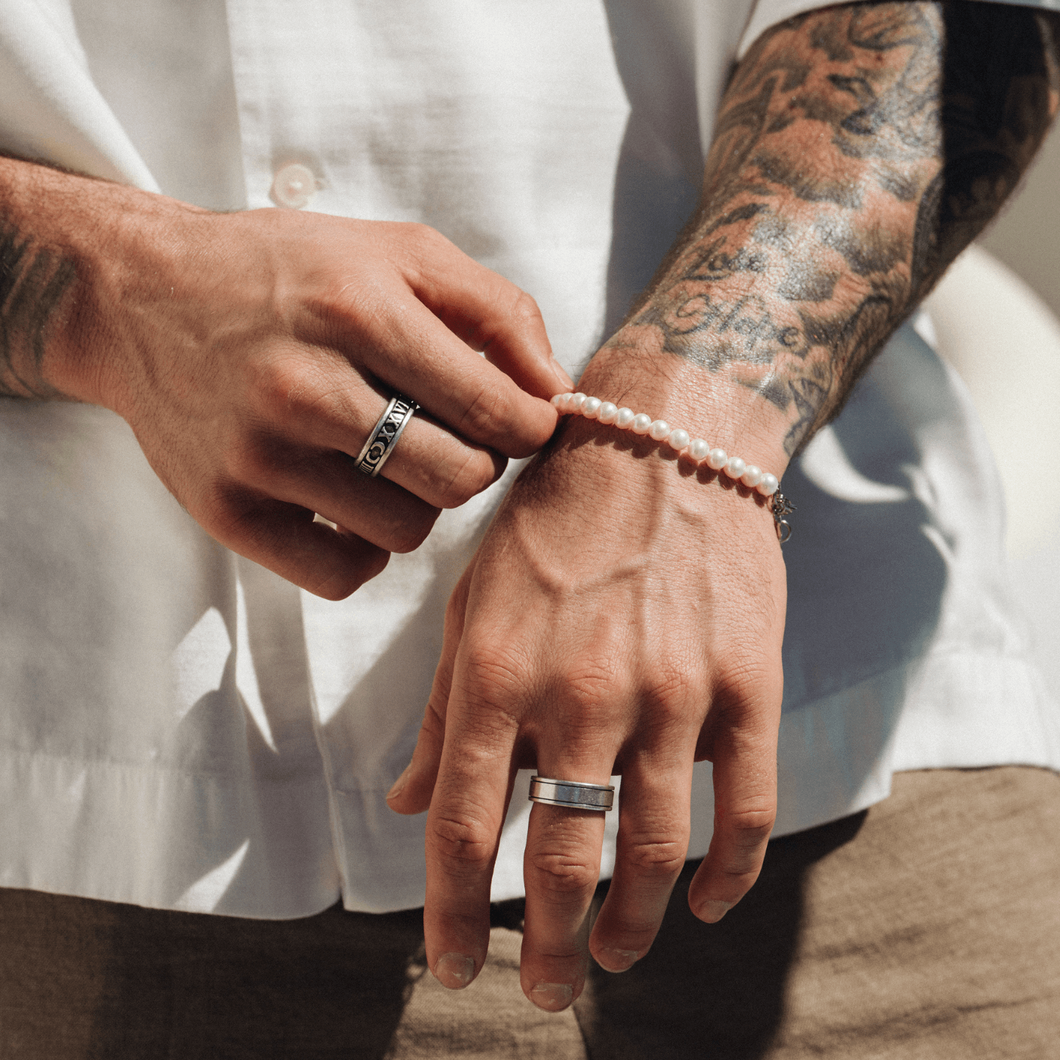 Rounded Real Pearl Bracelet (Silver)