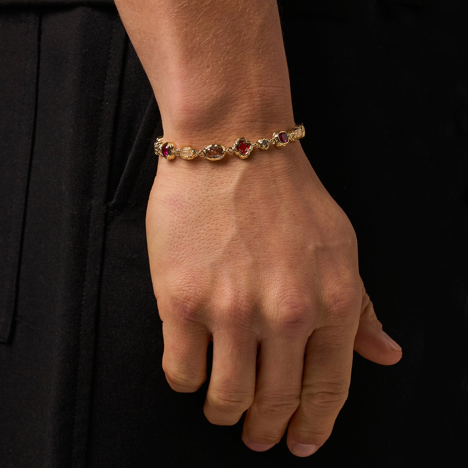 Melted Ruby Gemstone Bracelet (Gold)