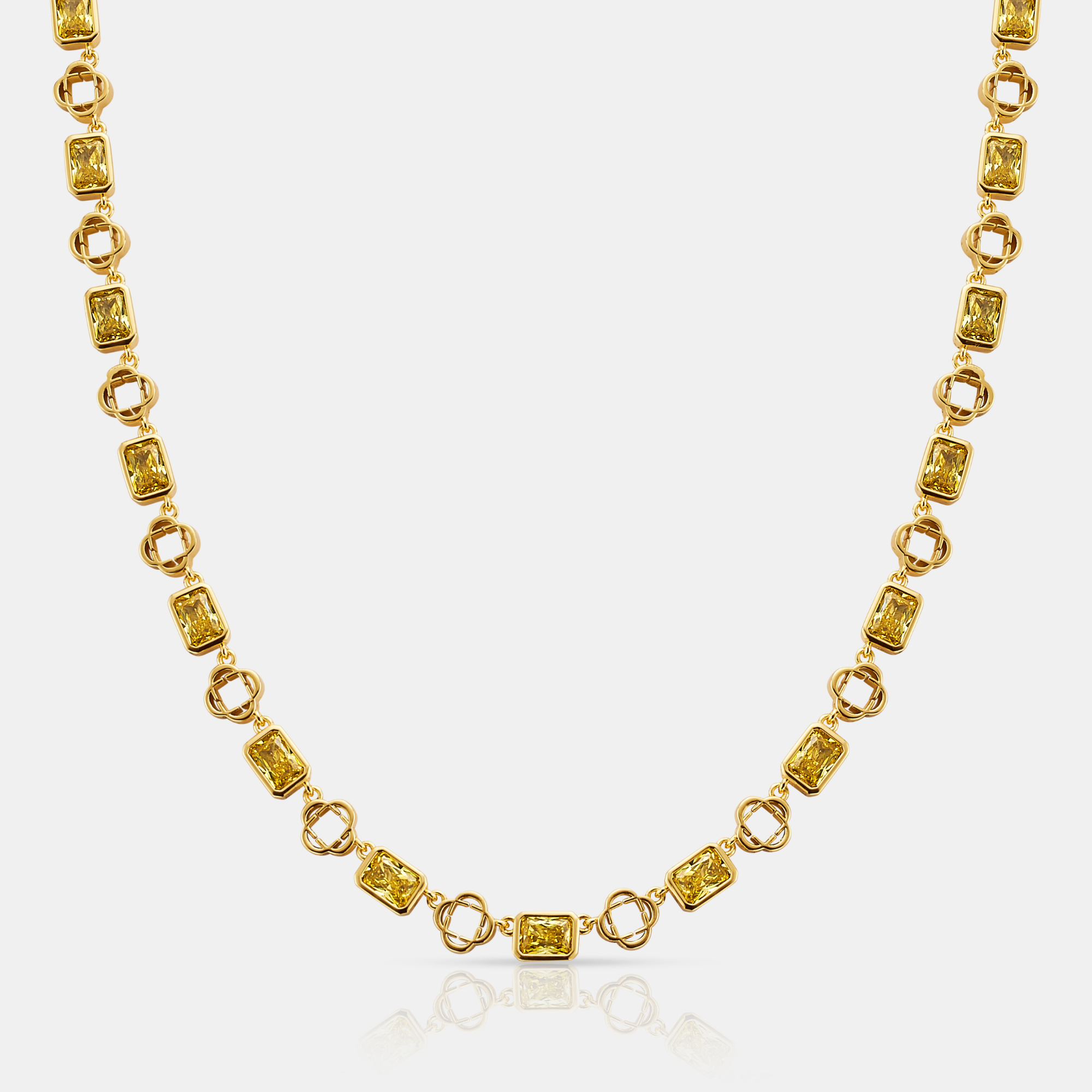 Yellow Gemstone Clover Necklace (Gold)