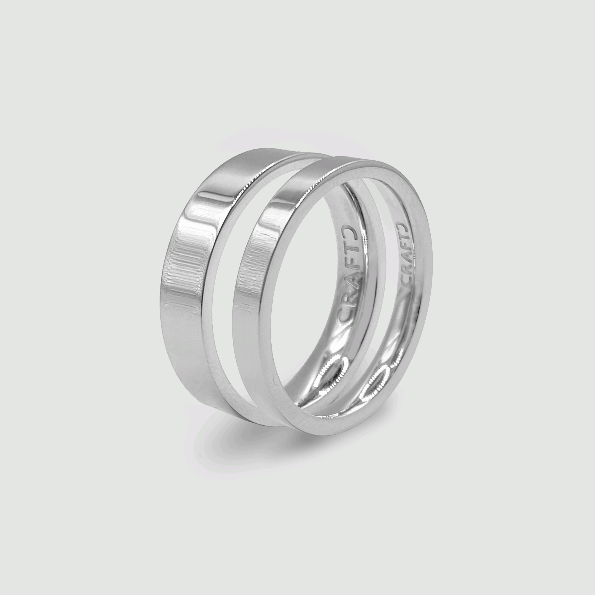 Flat Band Ring Set Silver