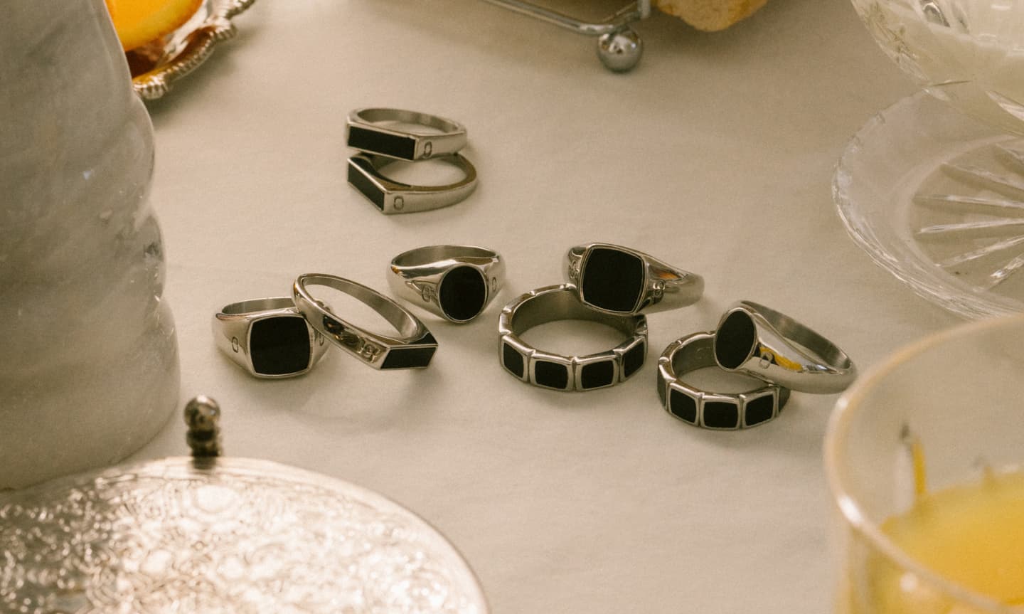 Men's Onyx Gemstone Rings Collection